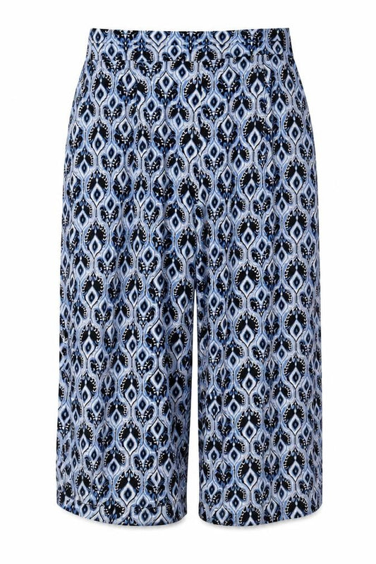 M&S Women’s Blue Paisley Wide Leg Viscose Trousers UK 14 Regular