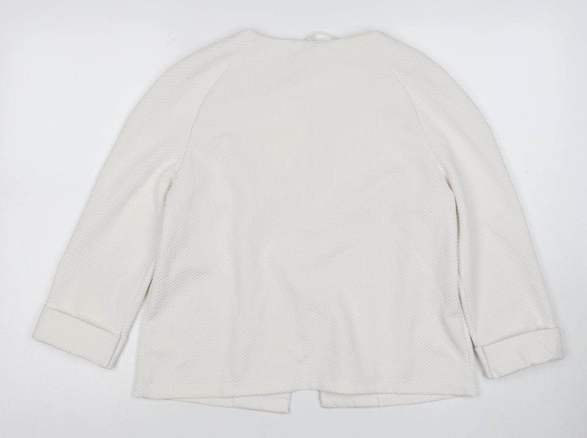 Marks and Spencer Women's Ivory UK 10 Textured Collarless Blazer Jacket