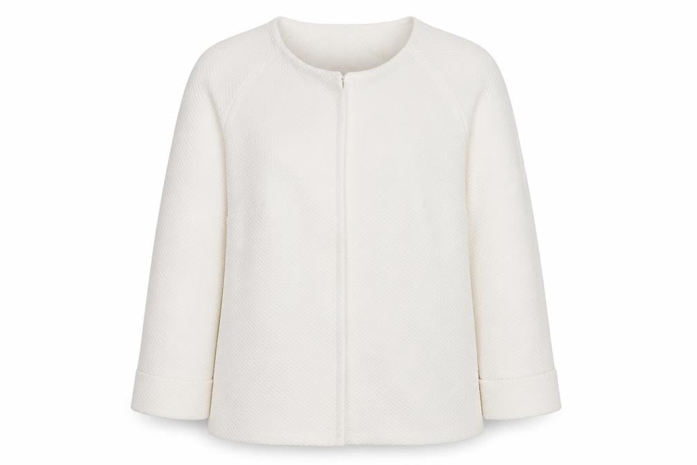 Marks and Spencer Women's Ivory UK 10 Textured Collarless Blazer Jacket