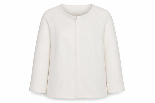 Marks and Spencer Women's Ivory UK 10 Textured Collarless Blazer Jacket
