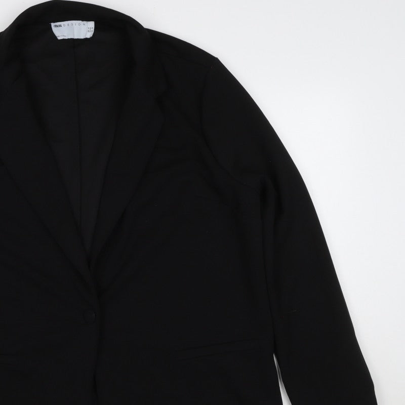 ASOS Design Women’s Black UK 14 Long Single-Breasted Blazer