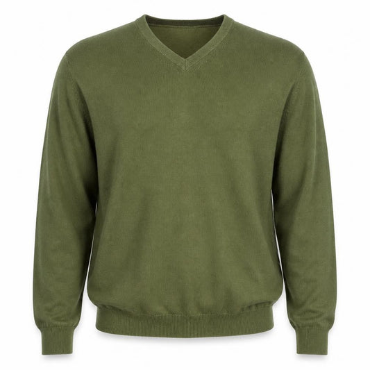 Savoy Taylors Guild Men’s Green L Cashmere Blend V-Neck Jumper