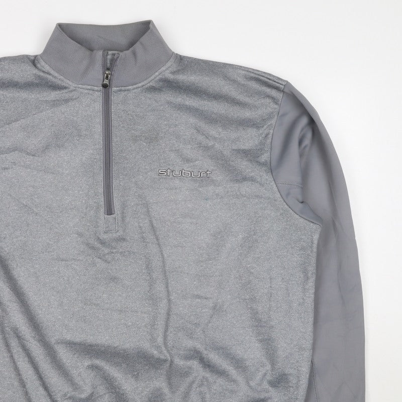 Stuburt Men’s Grey XL 1/4 Zip Golf Sweatshirt Mock Neck