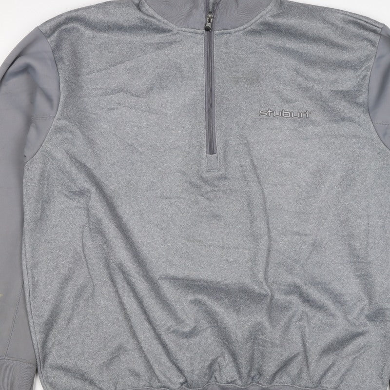 Stuburt Men’s Grey XL 1/4 Zip Golf Sweatshirt Mock Neck