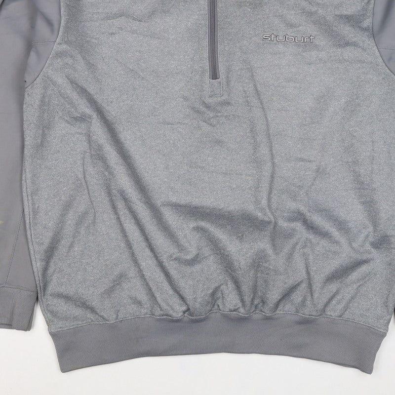 Stuburt Men’s Grey XL 1/4 Zip Golf Sweatshirt Mock Neck