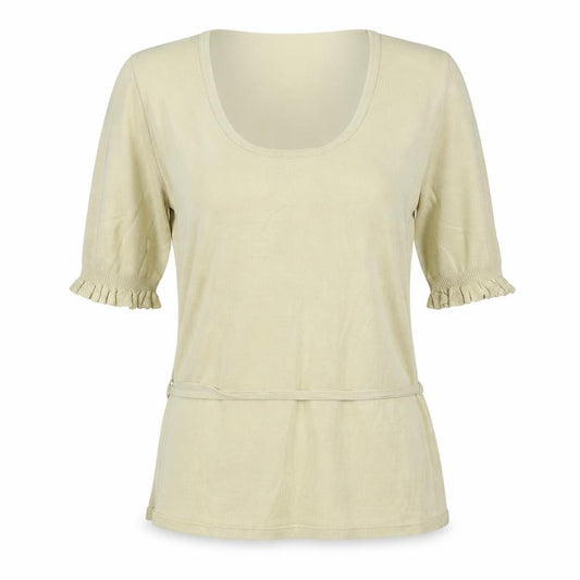 Principles Women Green UK 10 Silk Blend Tie Waist Ruffle Sleeve Knit Top
