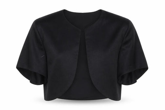 Roman Originals Women Black UK 16 Cropped Open Front Formal Blazer