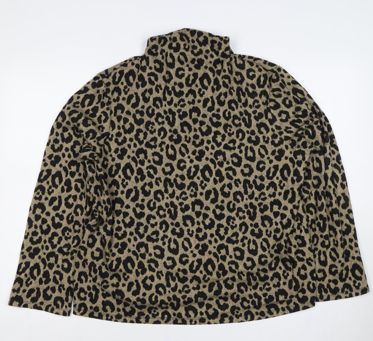 Marks & Spencer Women's Brown UK 18 Leopard Print Mock Neck Top