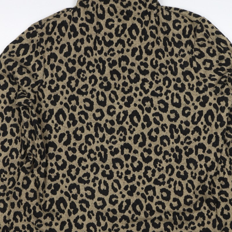 Marks & Spencer Women's Brown UK 18 Leopard Print Mock Neck Top