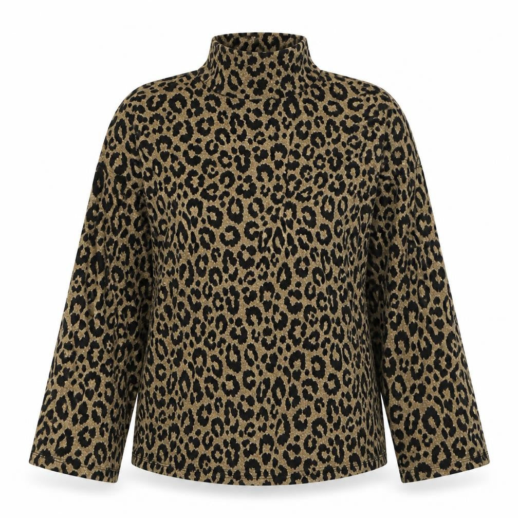 Marks & Spencer Women's Brown UK 18 Leopard Print Mock Neck Top