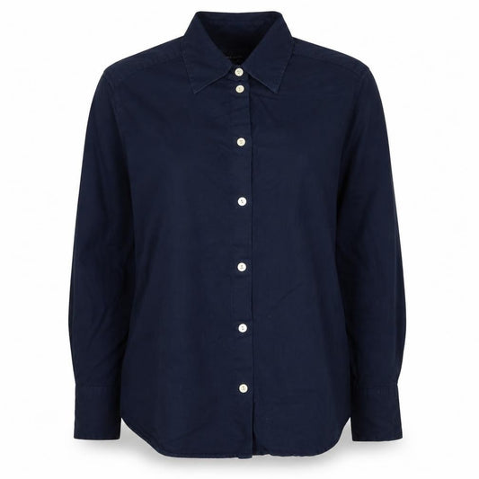 Pure Linen Women’s Blue UK 12 Classic Long Sleeve Button-Up Shirt