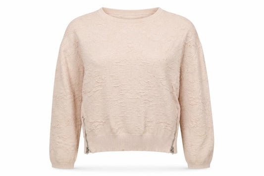 Limited Edition Women Pink UK 10 Basic Textured Knit Zip Jumper