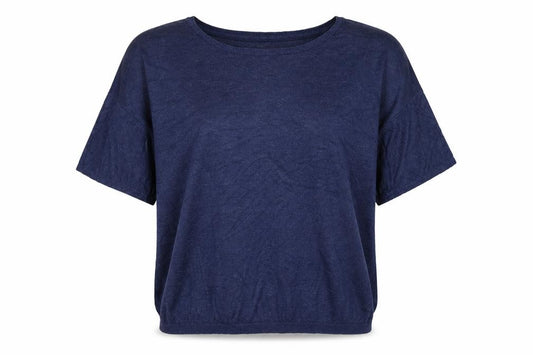 Fat Face Women Blue UK 10 Linen Knit Kimono Sleeve Basic T-Shirt