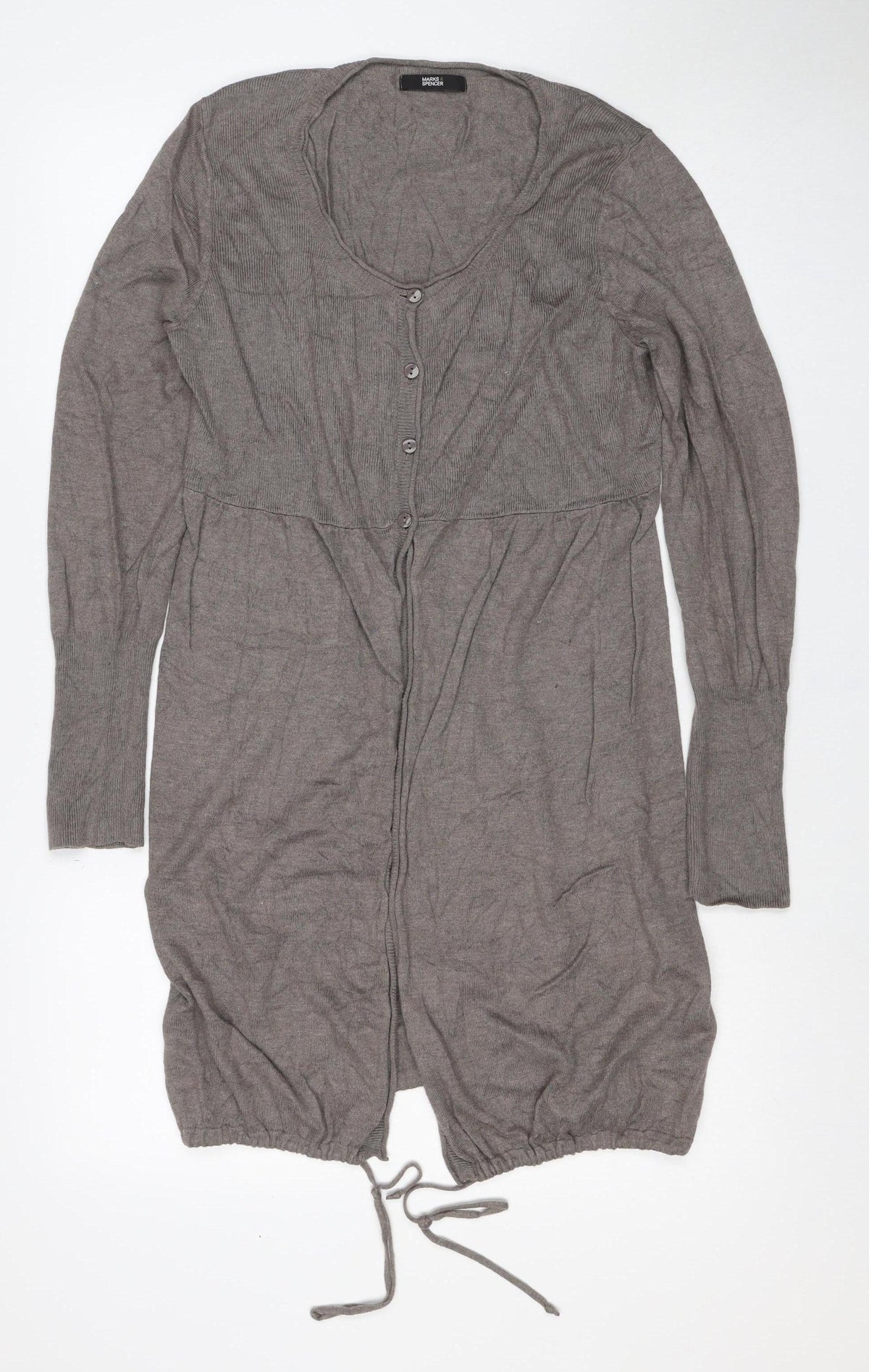 Marks and Spencer Women Grey Size 12 Button Knit Cardigan