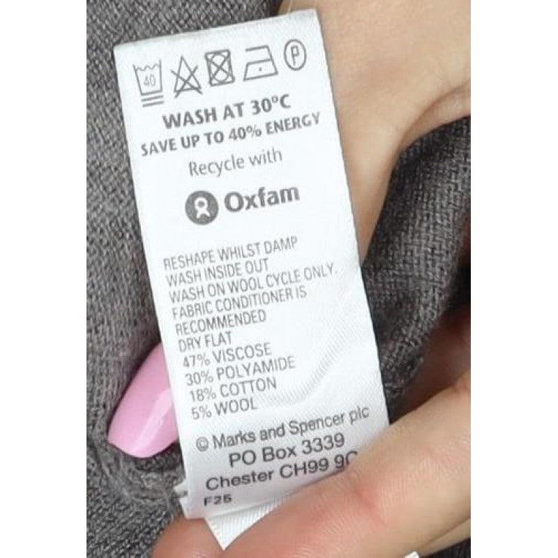 Marks and Spencer Women Grey Size 12 Button Knit Cardigan