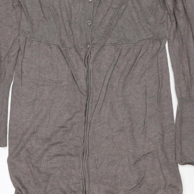 Marks and Spencer Women Grey Size 12 Button Knit Cardigan