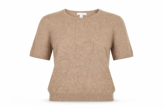 H&M Women Beige Size S Wool Blend Knit Puff Sleeve Basic Top