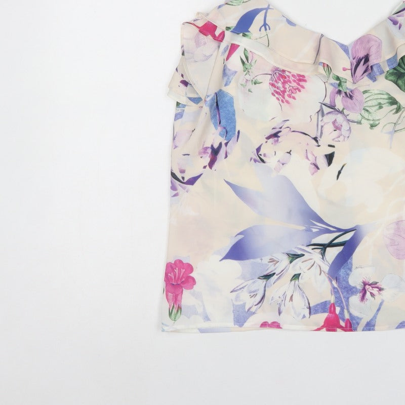 FWM Penny Wright Manson Women Multicolour Floral Ruffle Blouse UK 16
