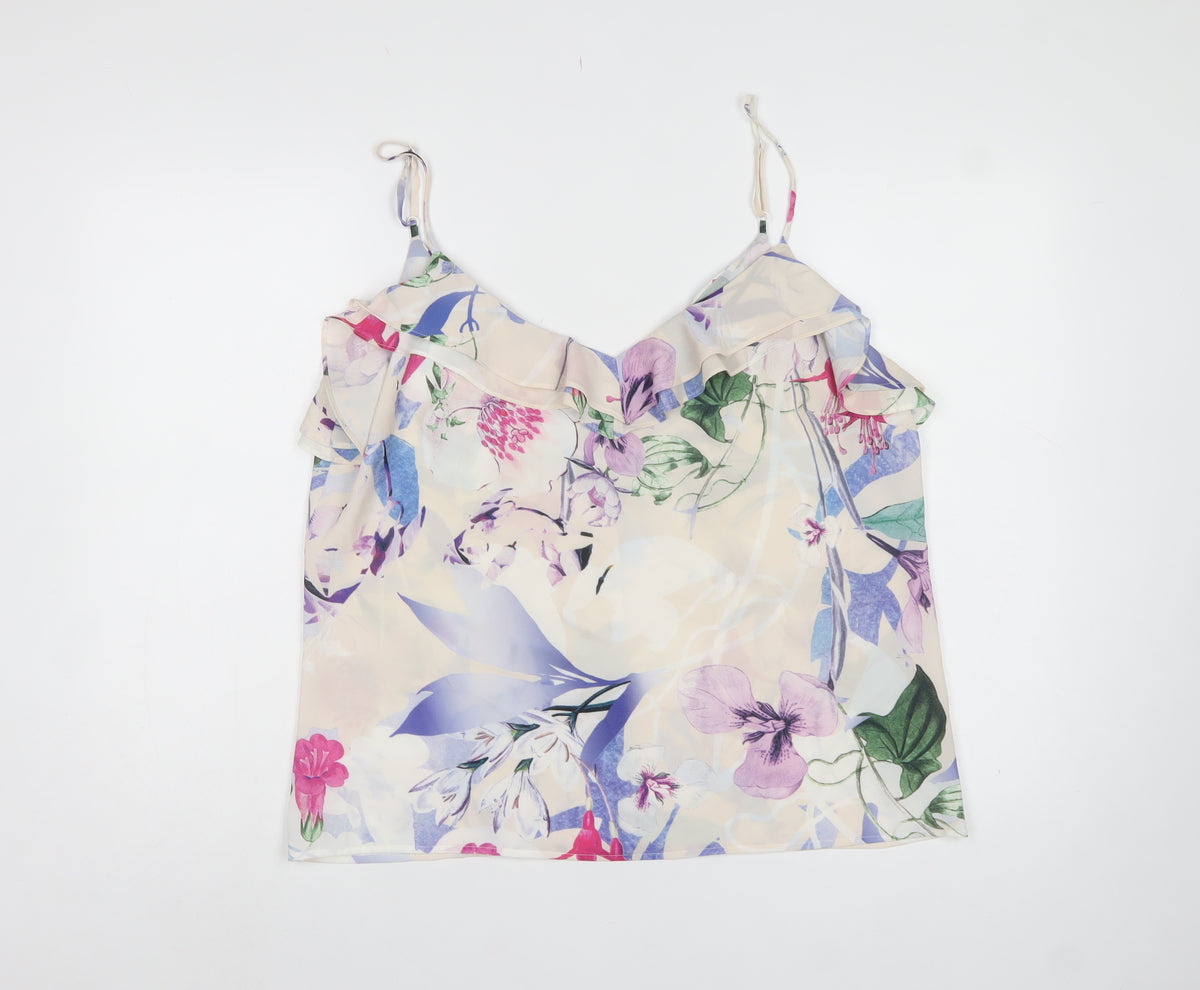 FWM Penny Wright Manson Women Multicolour Floral Ruffle Blouse UK 16
