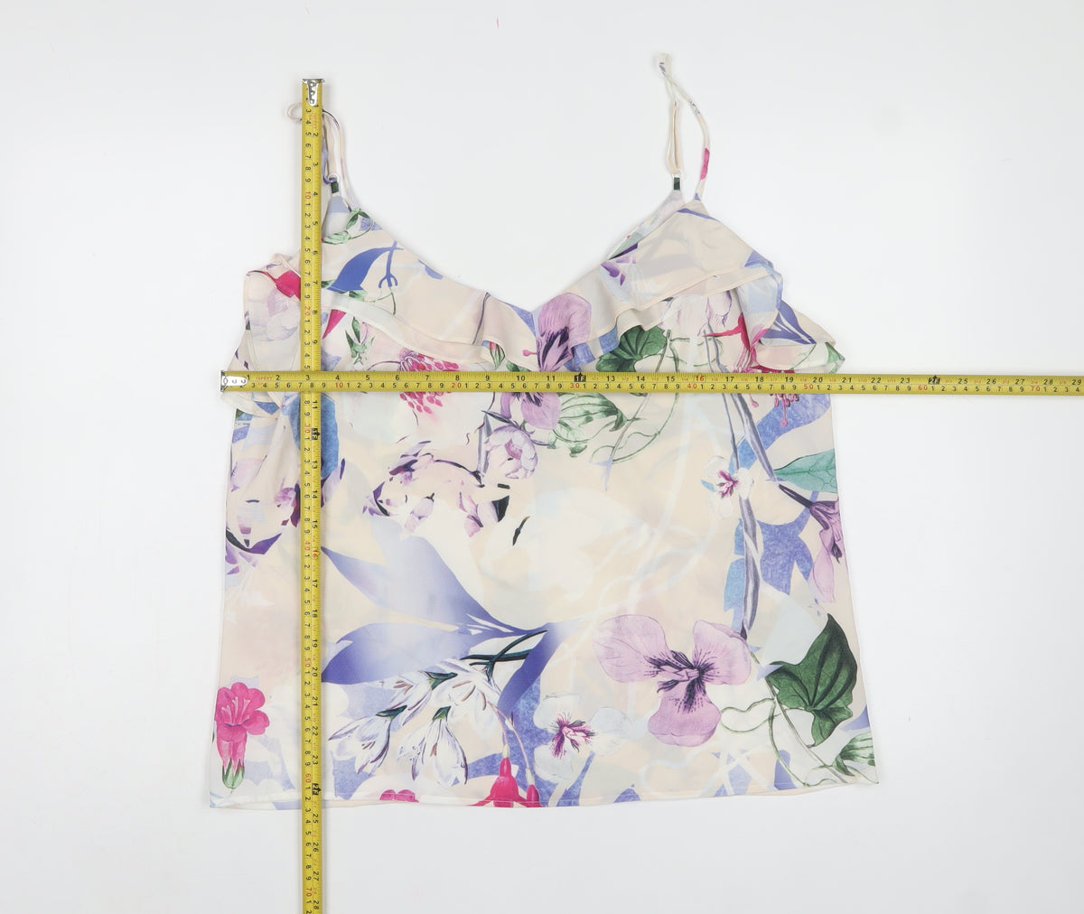 FWM Penny Wright Manson Women Multicolour Floral Ruffle Blouse UK 16