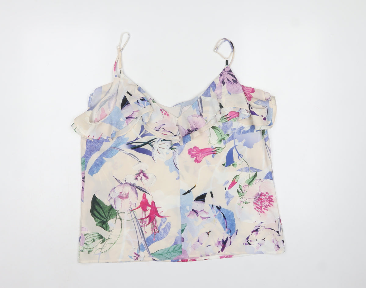 FWM Penny Wright Manson Women Multicolour Floral Ruffle Blouse UK 16