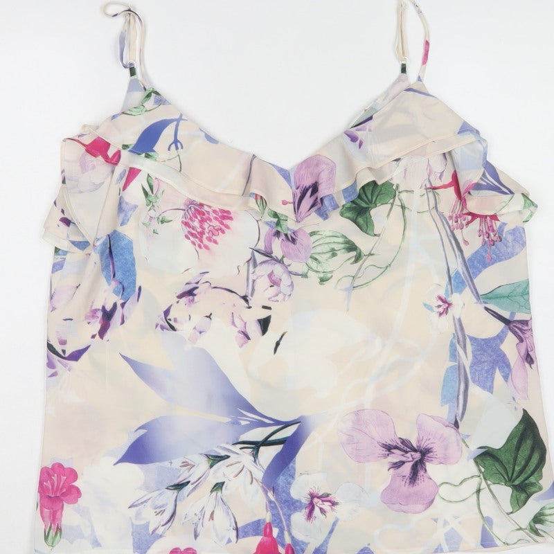 FWM Penny Wright Manson Women Multicolour Floral Ruffle Blouse UK 16