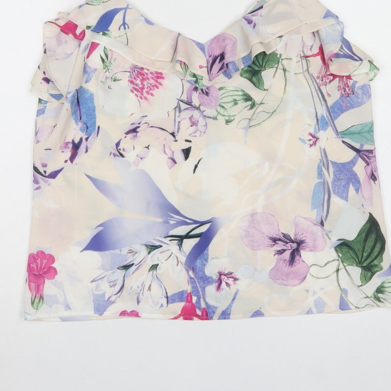 FWM Penny Wright Manson Women Multicolour Floral Ruffle Blouse UK 16