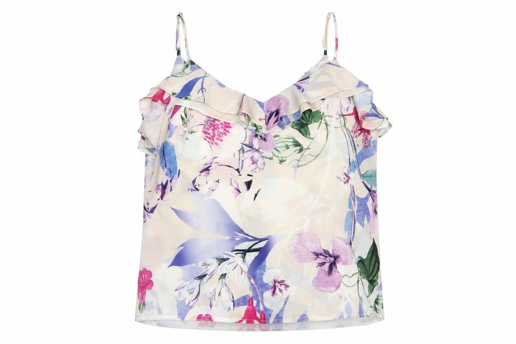 FWM Penny Wright Manson Women Multicolour Floral Ruffle Blouse UK 16