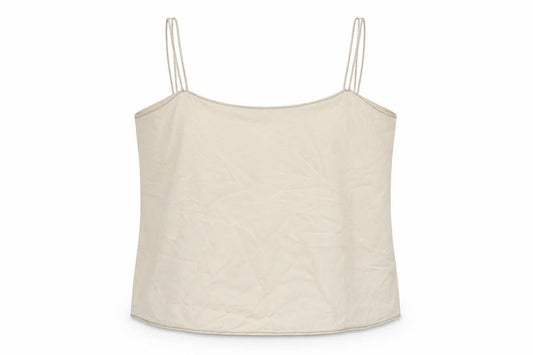 Marks and Spencer Women Ivory UK 18 Linen Blend Beaded Cami Top