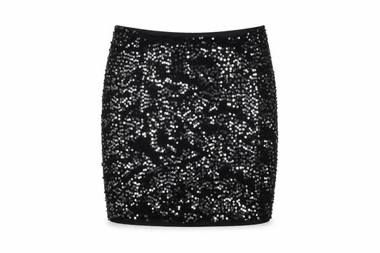 H&M Divided Women Black Silver Sequin Mini Pencil Skirt Size S