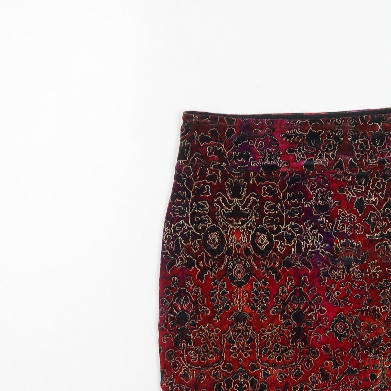 Mossimo Women's Red Paisley S Pencil Mini Stretch Skirt