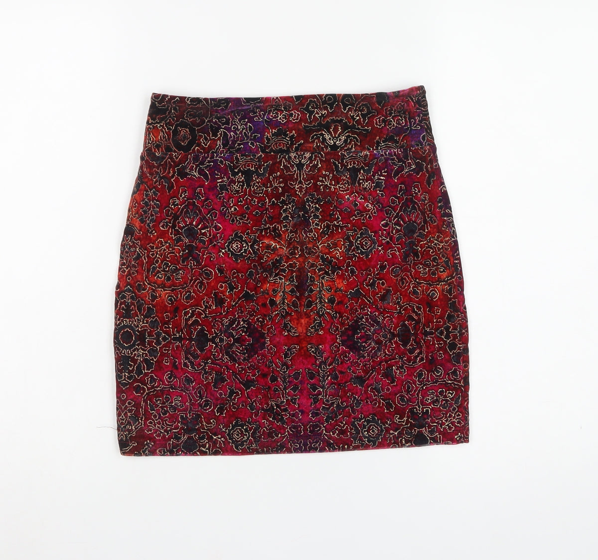 Mossimo Women's Red Paisley S Pencil Mini Stretch Skirt