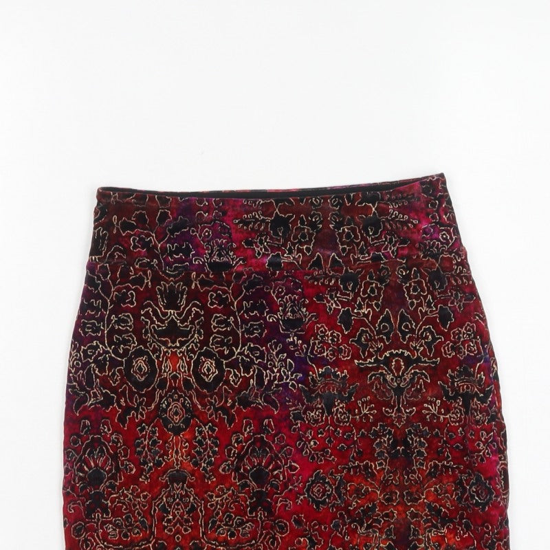 Mossimo Women's Red Paisley S Pencil Mini Stretch Skirt
