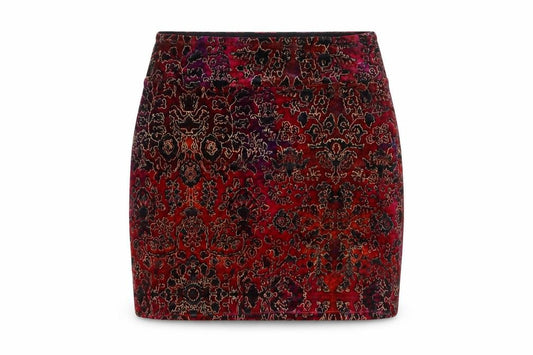 Mossimo Women's Red Paisley S Pencil Mini Stretch Skirt