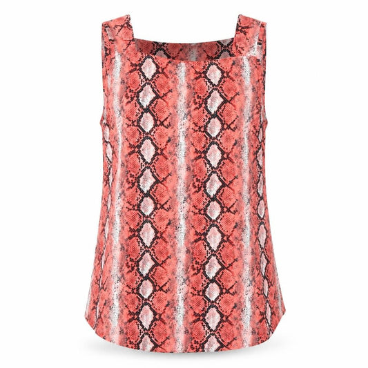 Dorothy Perkins Women Pink UK 12 Snake Print Sleeveless Square Neck Blouse