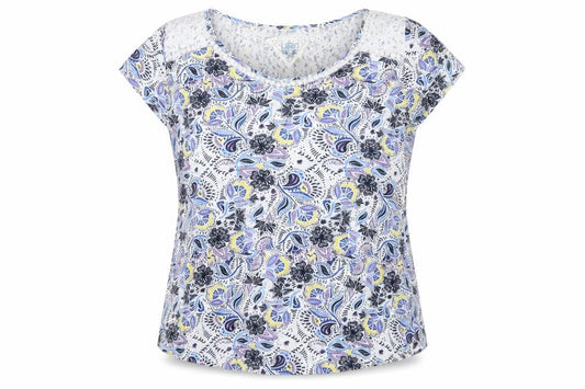 Mantaray Women’s Multicoloured UK 14 Floral Crochet Trim Blouse