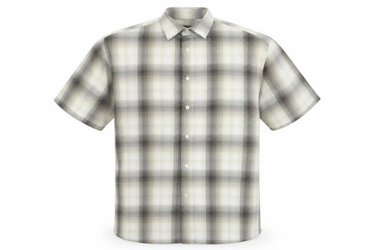 Marks & Spencer Men Grey Plaid XXL Short Sleeve Button-Up Shirt