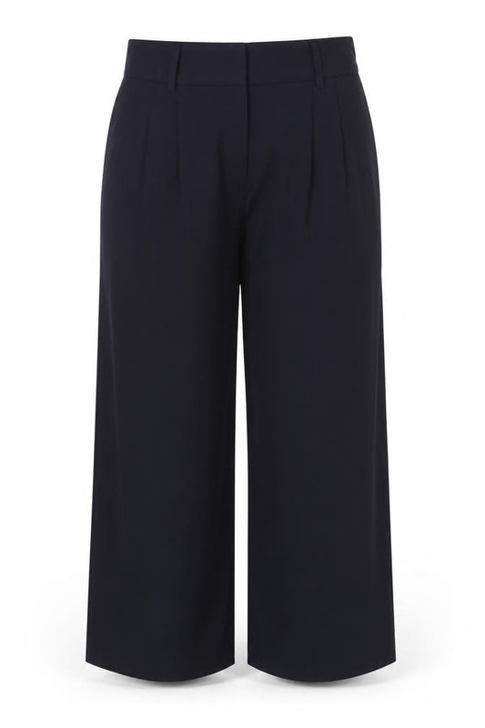 M&S Women’s Navy Blue Size 16 Short High Rise Wide Leg Trousers