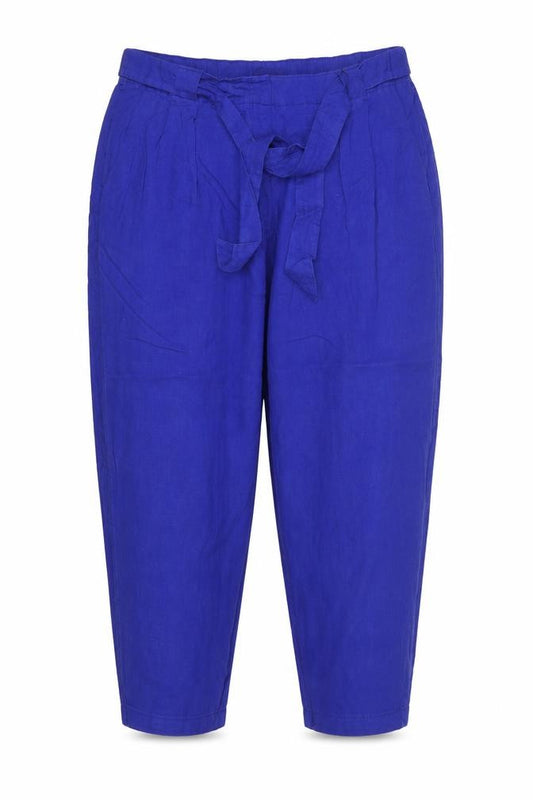 M&S Women Blue Size 20 Linen High Rise Cropped Tapered Trousers