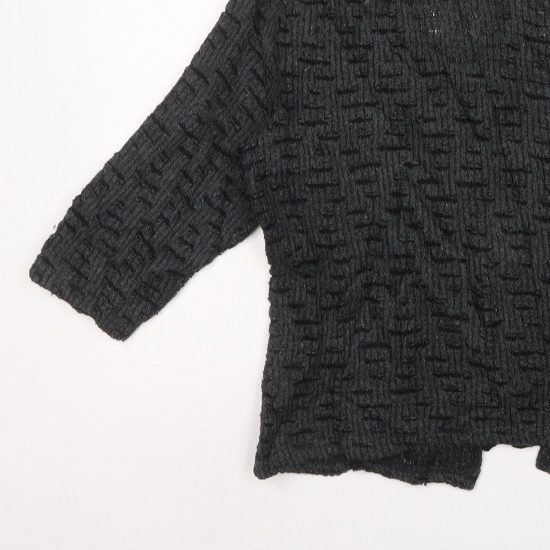 Per Una Women Black L Textured Knit Button V-Neck Cardigan