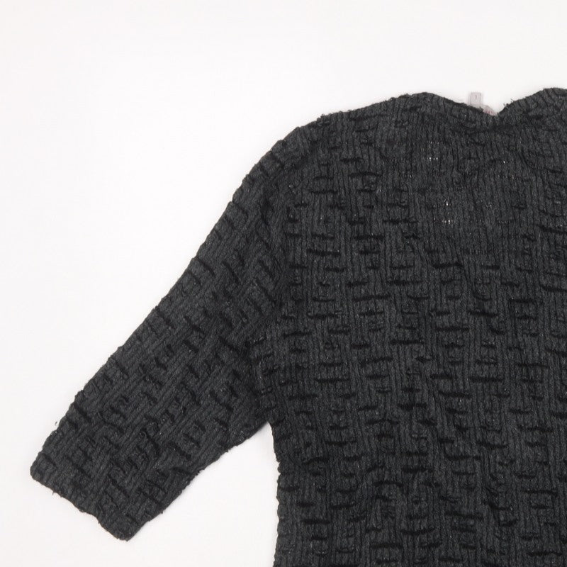 Per Una Women Black L Textured Knit Button V-Neck Cardigan