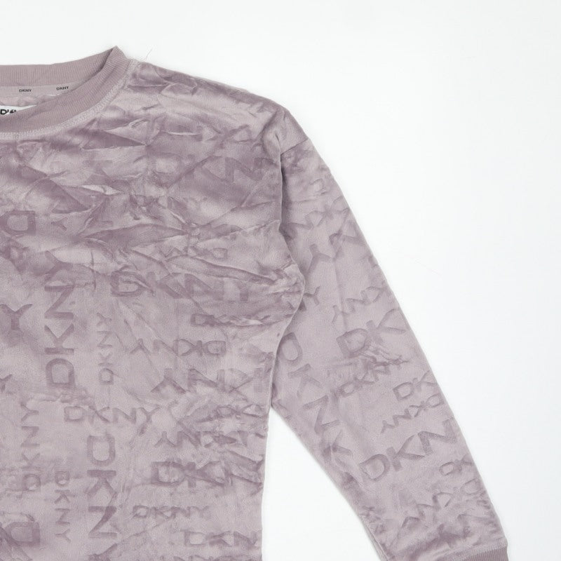DKNY Women’s Purple Velvet Logo Sweatshirt Size S Pullover