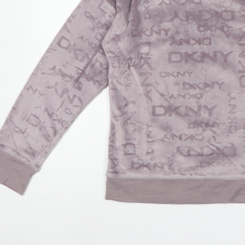 DKNY Women’s Purple Velvet Logo Sweatshirt Size S Pullover