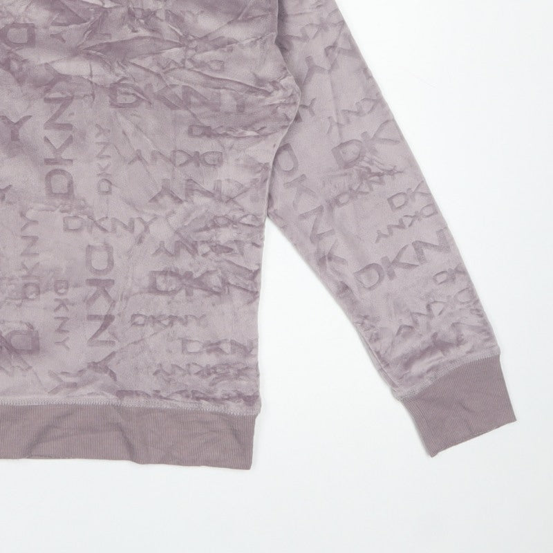 DKNY Women’s Purple Velvet Logo Sweatshirt Size S Pullover