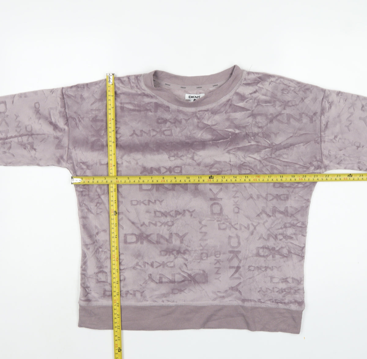 DKNY Women’s Purple Velvet Logo Sweatshirt Size S Pullover