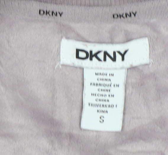 DKNY Women’s Purple Velvet Logo Sweatshirt Size S Pullover