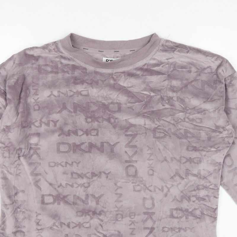 DKNY Women’s Purple Velvet Logo Sweatshirt Size S Pullover