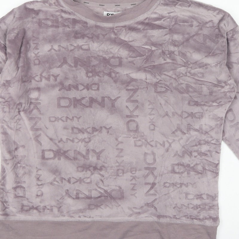 DKNY Women’s Purple Velvet Logo Sweatshirt Size S Pullover