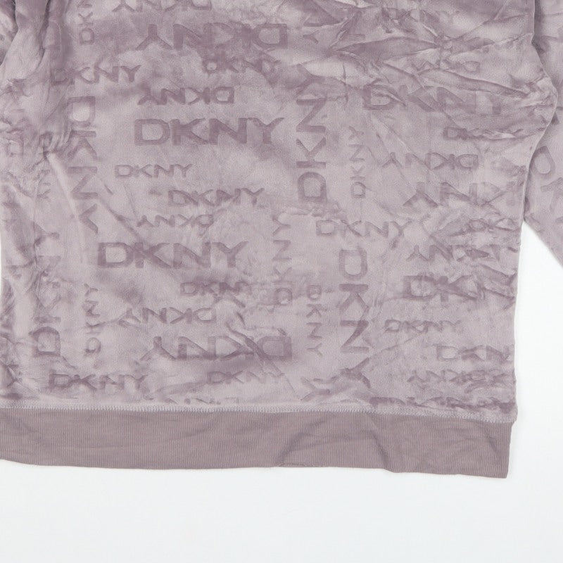 DKNY Women’s Purple Velvet Logo Sweatshirt Size S Pullover