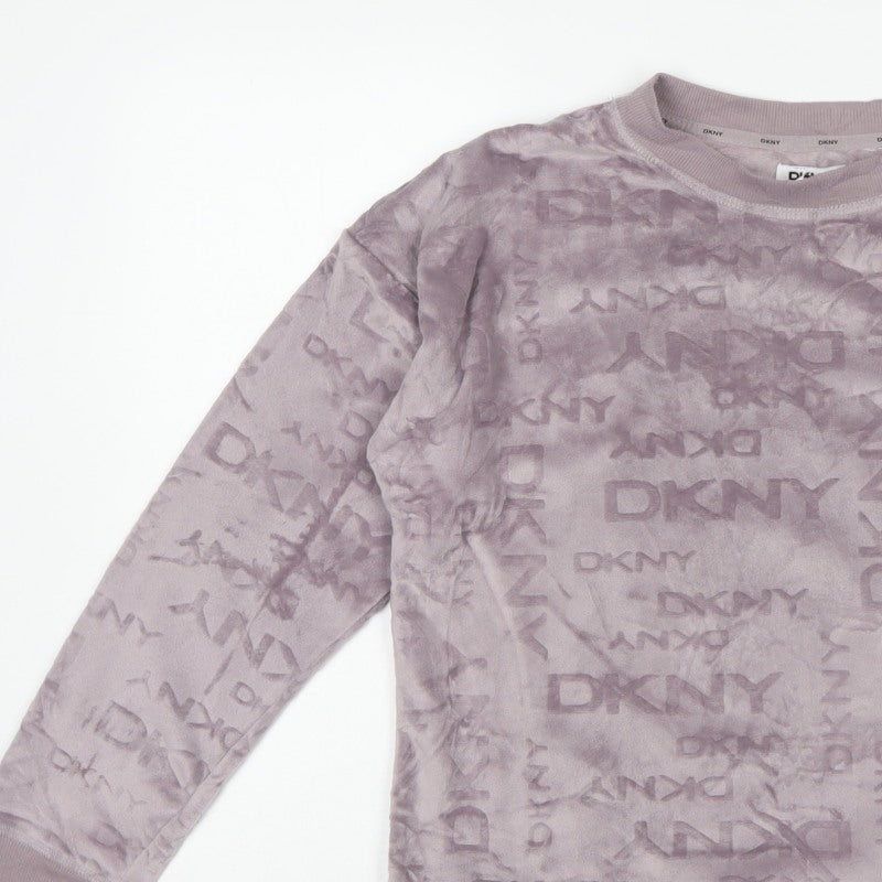 DKNY Women’s Purple Velvet Logo Sweatshirt Size S Pullover